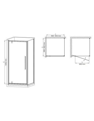 Душова кабіна без піддону Mixxus Premium Bevel SC01-90x90x195-TR Chrome, квадратна