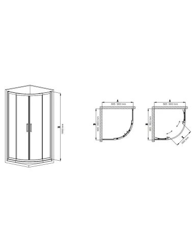 Душевая кабина без поддона Mixxus Premium Diverse SC01-90x90x195-TR Black, полукруглая