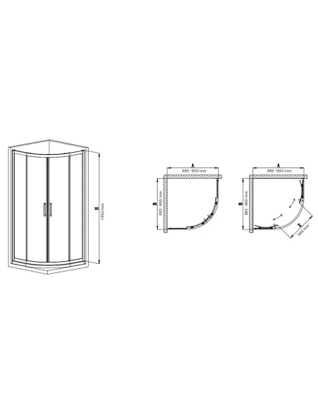 Душевая кабина без поддона Mixxus Premium Diverse SC01-90x90x195-TR Black, полукруглая Душевая кабина без поддона Mixxus Premium Diverse SC01-90x90x195-TR Black, полукруглая