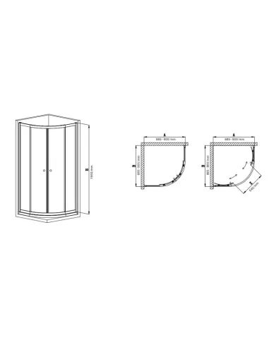 Душевая кабина без поддона Mixxus Premium Diverse SC01-90x90x195-TR Chrome, полукруглая