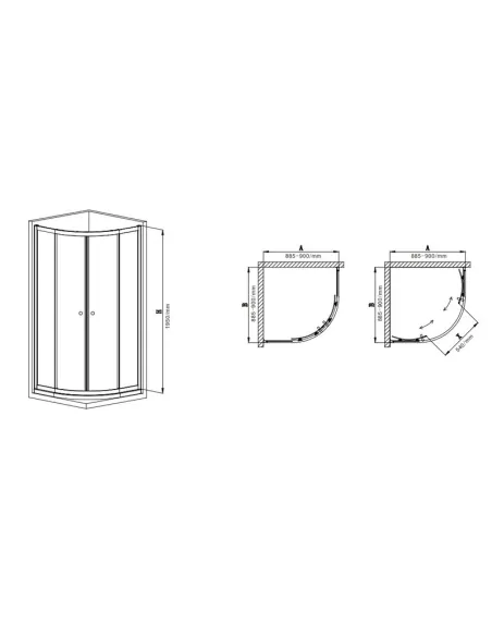 Душевая кабина без поддона Mixxus Premium Diverse SC01-90x90x195-TR Chrome, полукруглая
