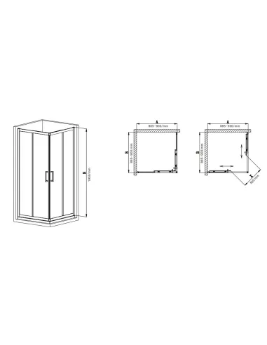 Душевая кабина без поддона Mixxus Premium Diverse SC02-90x90x195-TR Black, квадратная