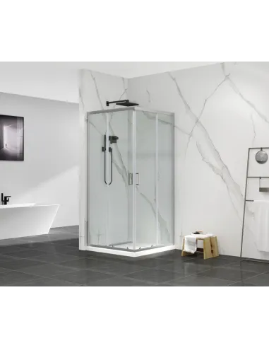 Душова кабіна без піддону Mixxus Premium Diverse SC02-90x90x195-TR Chrome, квадратна