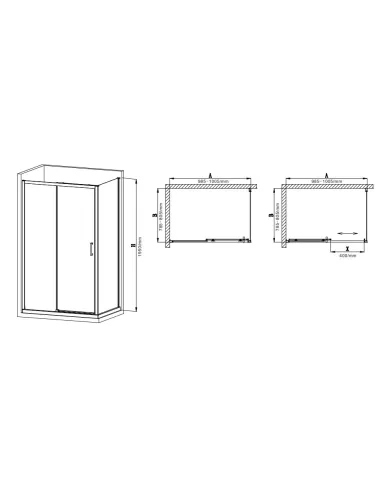 Душевая кабина без поддона Mixxus Premium Diverse SC03-100x80x195-TR Black, прямоугольная