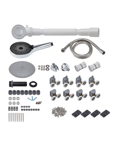 Душова кабіна з високим піддоном Mixxus Plain SCT01-90x90x195-GR Satin, напівкругла