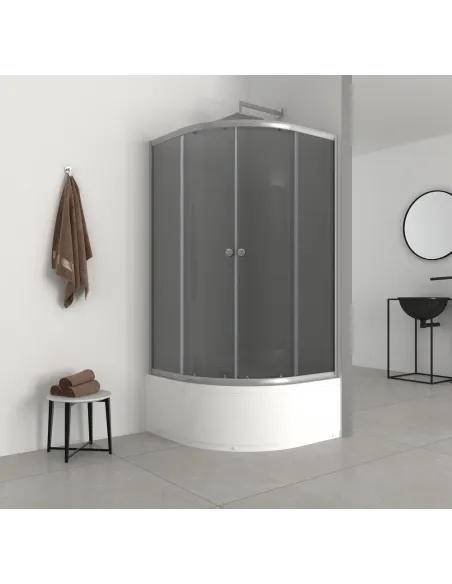 Душевая кабина с высоким поддоном Mixxus Plain SCT01-90x90x195-GR Satin, полукруглая Душевая кабина с высоким поддоном Mixxus Plain SCT01-90x90x195-GR Satin, полукруглая