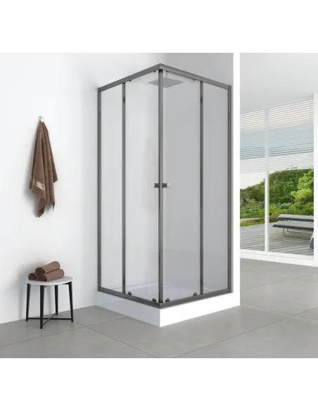 Душова кабіна з низьким піддоном Mixxus Cubic SCT01-90x90x195-TR Graphite, квадратна