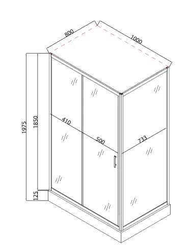 Душова кабіна з низьким піддоном Mixxus Hard SCT01-100x80x198-TR Chrome, прямокутна