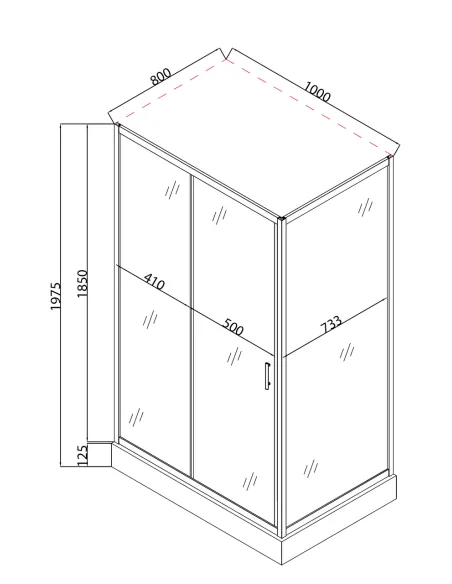 Душова кабіна з низьким піддоном Mixxus Hard SCT01-100x80x198-TR Chrome, прямокутна