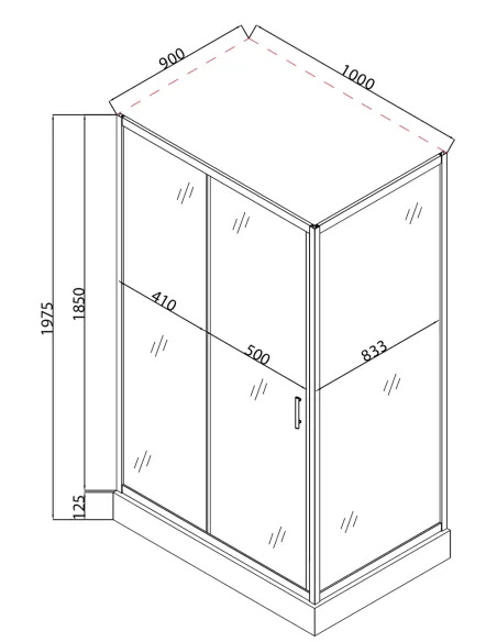 Душевая кабина с низким поддоном Mixxus Hard SCT01-100x90x198-TR Chrome, прямоугольная