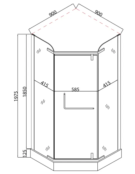 Душевая кабина с низким поддоном Mixxus Lines SCT01-90x90x198-TR Chrome, пятиугольная Душевая кабина с низким поддоном Mixxus Lines SCT01-90x90x198-TR Chrome, пятиугольная
