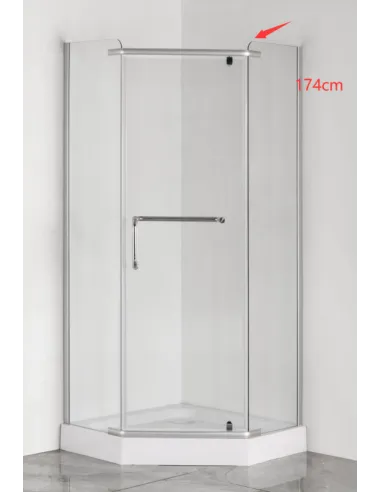 Душевая кабина с низким поддоном Mixxus Lines SCT01-90x90x198-TR Chrome, пятиугольная