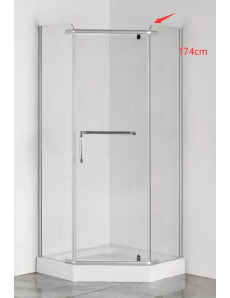 Душова кабіна з низьким піддоном Mixxus Lines SCT01-90x90x198-TR Chrome, п`ятикутна