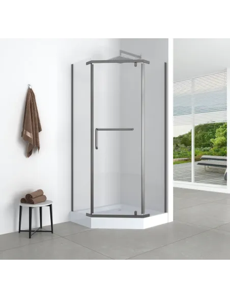 Душова кабіна з низьким піддоном Mixxus Lines SCT01-90x90x198-TR Graphite, п`ятикутна