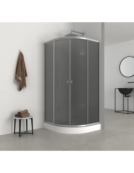 Душевая кабина с низким поддоном Mixxus Plain SCT02-90x90x195-GR Satin, полукруглая