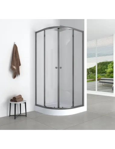 Душова кабіна з низьким піддоном Mixxus Plain SCT02-90x90x195-TR Graphite, напівкругла