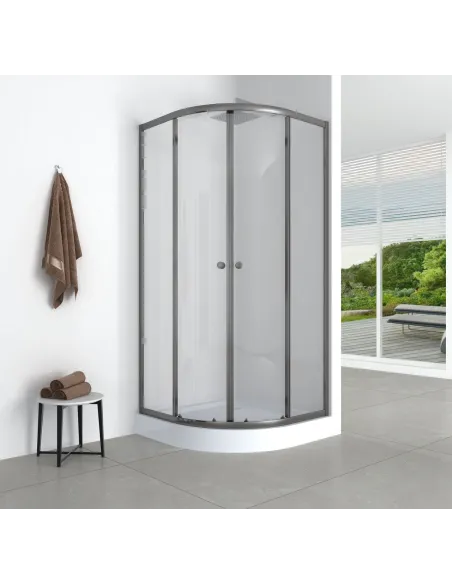 Душевая кабина с низким поддоном Mixxus Plain SCT02-90x90x195-TR Graphite, полукруглая