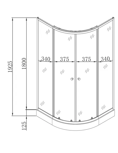 Душевая кабина с низким поддоном Mixxus Plain SCT02-90x90x195-TR Graphite, полукруглая