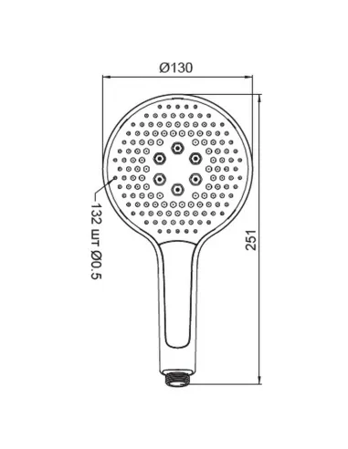 Лейка для ручного душа Koer KP-0401-01, 251x130 мм, 3 режима