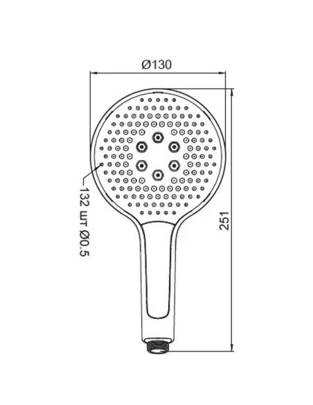 Лійка для ручного душу Koer KP-0401-05, 251x130 мм, 3 режими