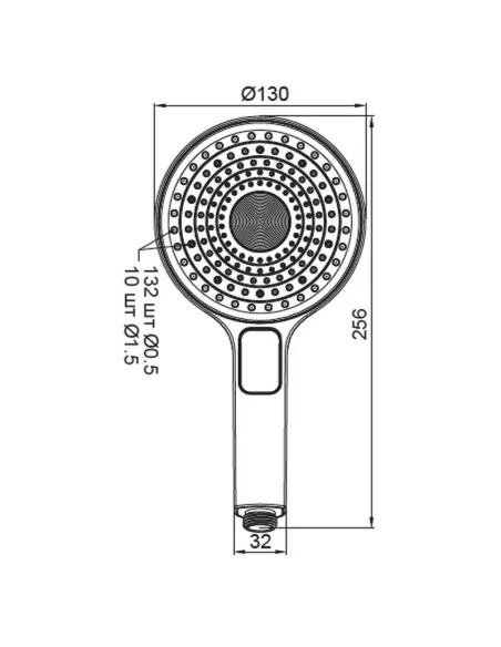 Лейка для ручного душа Koer KP-0403-01, 256x130 мм, 3 режима