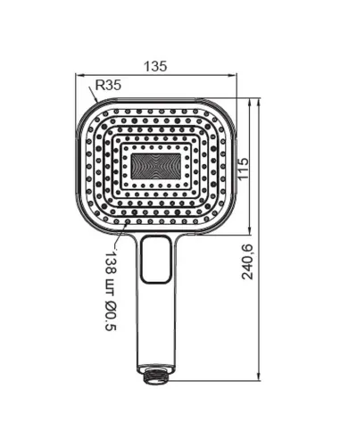 Лейка для ручного душа Koer KP-0404-05, 240x135 мм, 3 режима