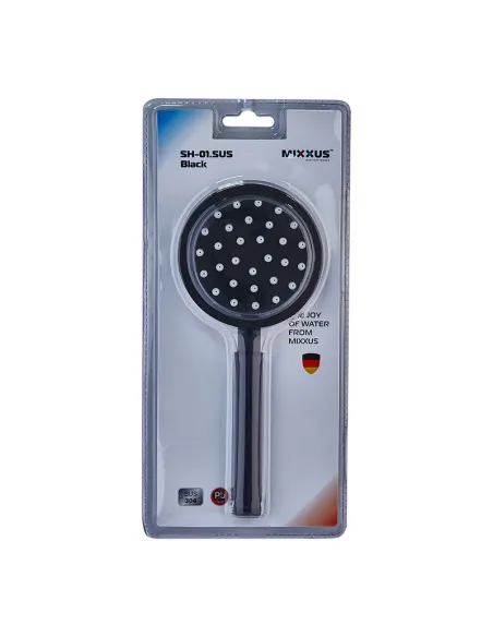 Лейка для ручного душа Mixxus SH-01.SUS Black, нержавеющая сталь, 1 режим