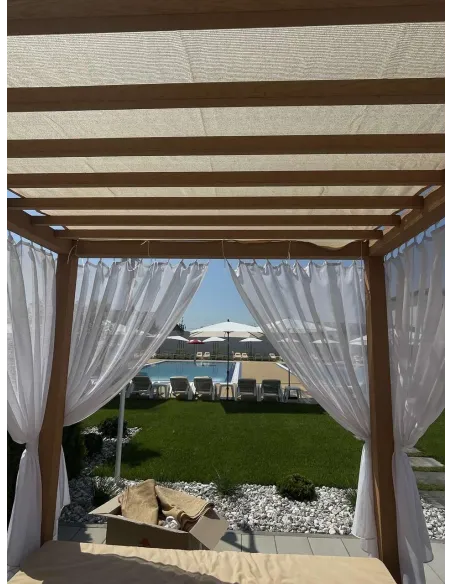 Затеняющая сетка для беседки КТУ 4х5 метра, тень 90%, бежевая