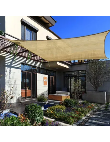 Тіньовий навіс із сітки КТУ 4х4 метри, тінь 90%, бежевий