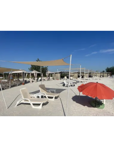 Тент-навес для терассы из сетки КТУ 5х5 метров, тень 90%, бежевый