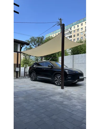 Тент-навес для терассы из сетки КТУ 5х5 метров, тень 90%, серый