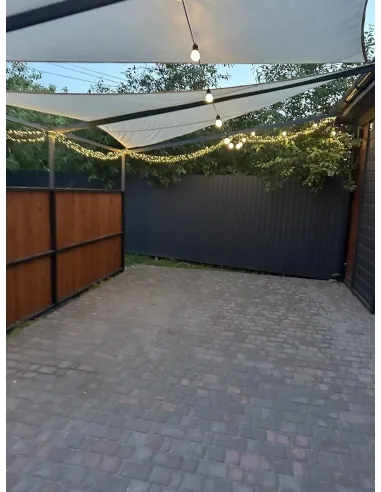 Тент-навес для терассы КТУ 4 х 4 х 4 метра, тень 95%, бежевый