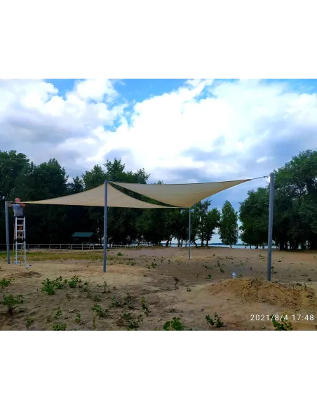 Тент-парус тіньовий КТУ 5х5х5 метрів, тінь 90%, сірий