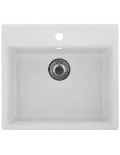 Мойка для кухни прямоугольная Zerix ZS-5751S-01, 565x500x200 мм белая, из гранита