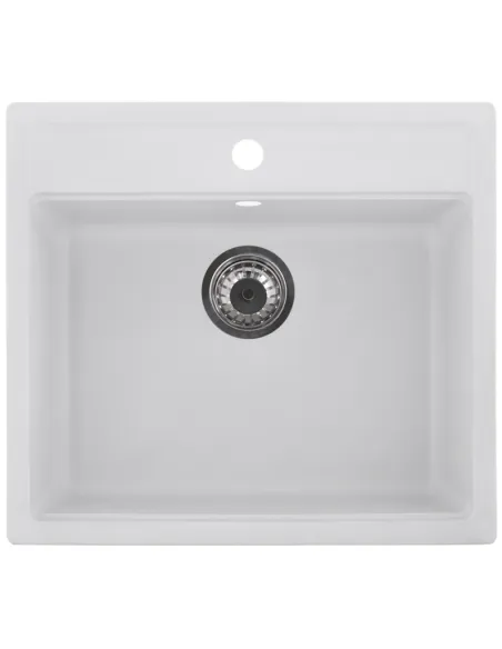 Мийка для кухні прямокутна Zerix ZS-5751S-01, 565x500x200 мм біла, з граніту