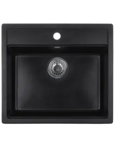 Мойка для кухни прямоугольная Zerix ZS-5751S-03, 565x500x200 мм черная, из гранита
