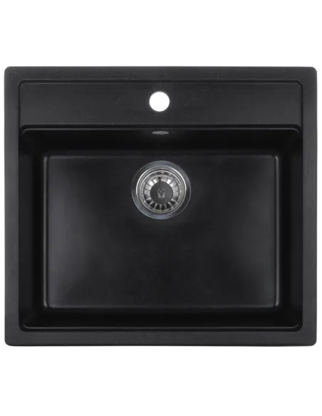 Мийка для кухні прямокутна Zerix ZS-5751S-03, 565x500x200 мм чорна, з граніту