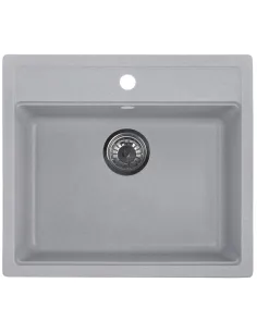 Мойка для кухни прямоугольная Zerix ZS-5751S-09, 565x500x200 мм серая, из гранита
