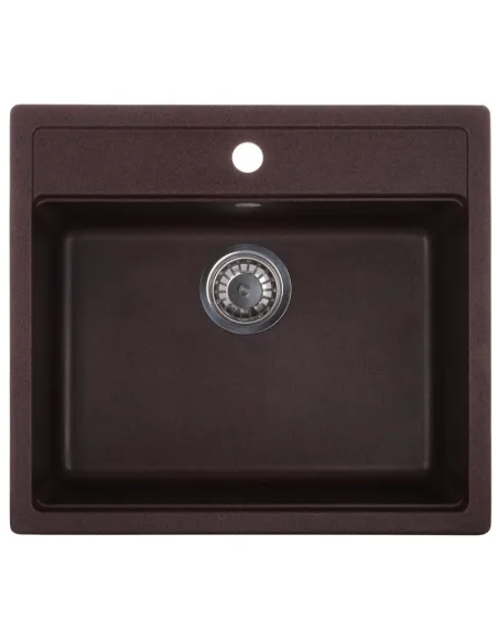 Мойка для кухни прямоугольная Zerix ZS-5751S-12, 565x500x200 мм коричневая, из гранита