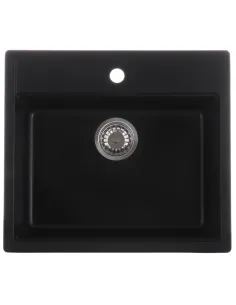 Мойка для кухни прямоугольная Zerix ZS-5751S-14, 565x500x200 мм черный металлик, из гранита