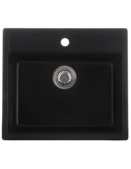 Мойка для кухни прямоугольная Zerix ZS-5751S-14, 565x500x200 мм черный металлик, из гранита