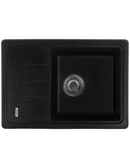 Мойка для кухни прямоугольная Zerix ZS-6243S-14, 615x430x200 мм черный металлик, из гранита