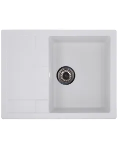 Мойка для кухни прямоугольная Zerix ZS-6550S-01, 645x495x200 мм белая, из гранита