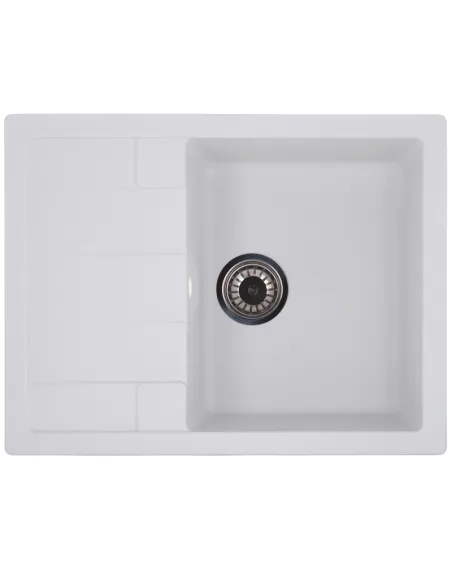 Мийка для кухні прямокутна Zerix ZS-6550S-01, 645x495x200 мм біла, з граніту