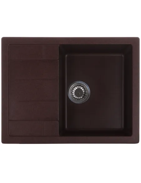 Мийка для кухні прямокутна Zerix ZS-6550S-12, 645x495x200 мм коричнева, з граніту