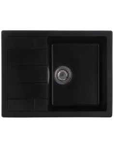 Мойка для кухни прямоугольная Zerix ZS-6550S-14, 645x495x200 мм черный металлик, из гранита