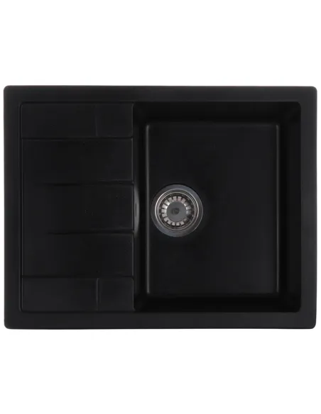 Мийка для кухні прямокутна Zerix ZS-6550S-14, 645x495x200 мм чорний металік, з граніту