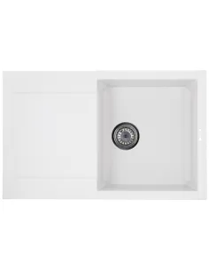 Мойка для кухни прямоугольная Zerix ZS-7950S-01, 780x495x200 мм белая, из гранита