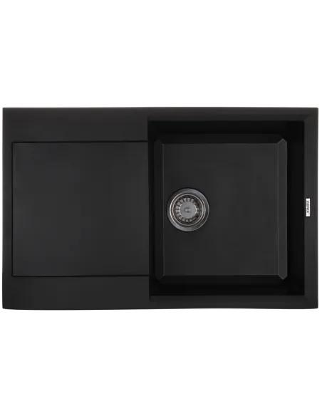 Мийка для кухні прямокутна Zerix ZS-7950S-03, 780x495x200 мм чорна, з граніту