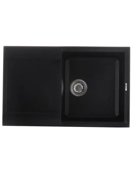Мойка для кухни прямоугольная Zerix ZS-7950S-14, 780x495x200 мм черный металлик, из гранита